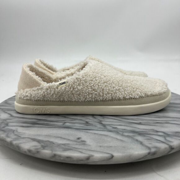 Toms Sandals Womens 6.5 Ezra Slipper Slip On Warm Faux Fur Slide White 10016817 - Picture 2 of 10